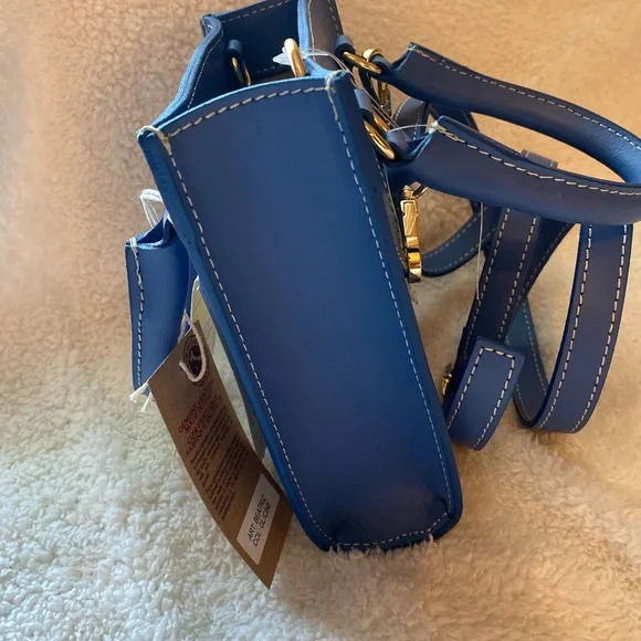 Bellissimo Anna Paola Leather Made in Italy Crossbody Handbag color Blue NWT - Picture 6 of 9